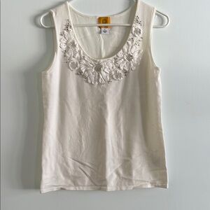 Embroidered White Tank Top